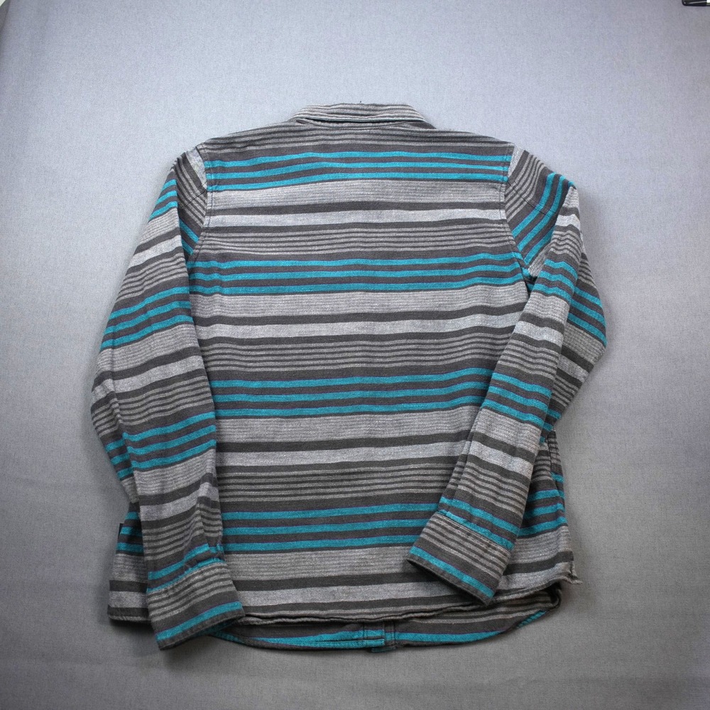 Patagonia Organic Cotton Striped Button Down Shirt Women's 10 Turquoise Gray - Picture 3 of 9